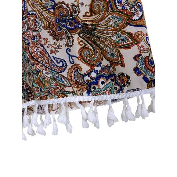 Womens Plus XXL Shorts Paisley Elastic Waist Flowy Tassel Boho Hippie Festival - Picture 2 of 4